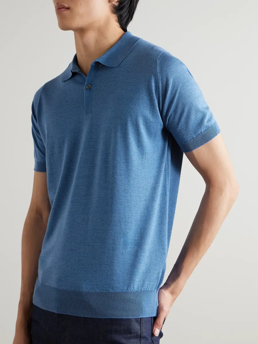 John Smedley Leyburn Merino Wool and Sea Island Cotton-Blend Gauze Polo Shirt - Men | Thumbnail 3 John Smedley Leyburn Merino Wool and Sea Island Cotton-Blend Gauze Polo Shirt - Men | Thumbnail 3