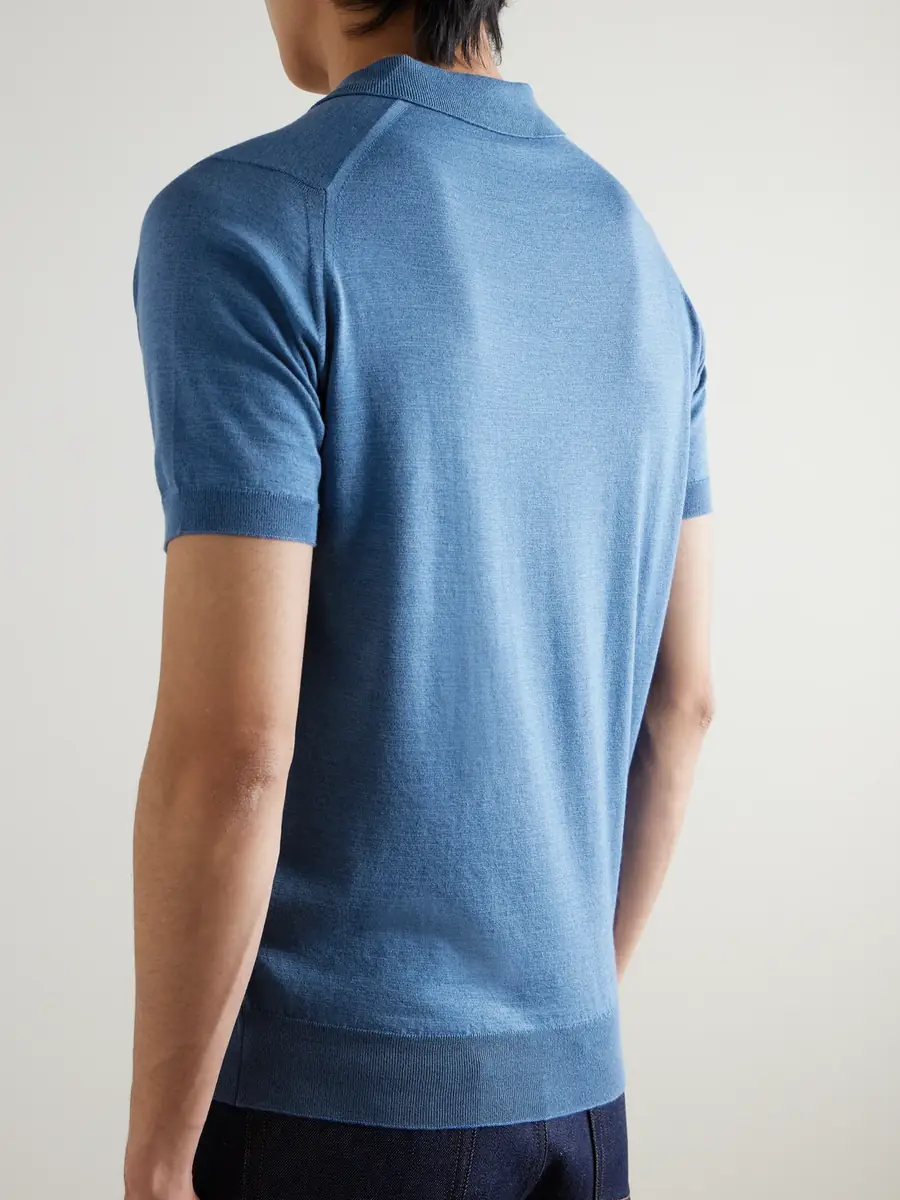 John Smedley Leyburn Merino Wool and Sea Island Cotton-Blend Gauze Polo Shirt - Men | Thumbnail 4 John Smedley Leyburn Merino Wool and Sea Island Cotton-Blend Gauze Polo Shirt - Men | Thumbnail 4