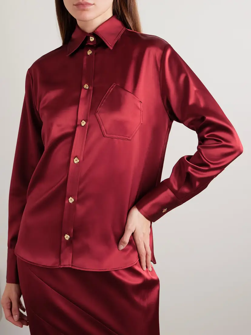 VIOLANTE NESSI Violi Button-embellished Satin Shirt | Thumbnail 3