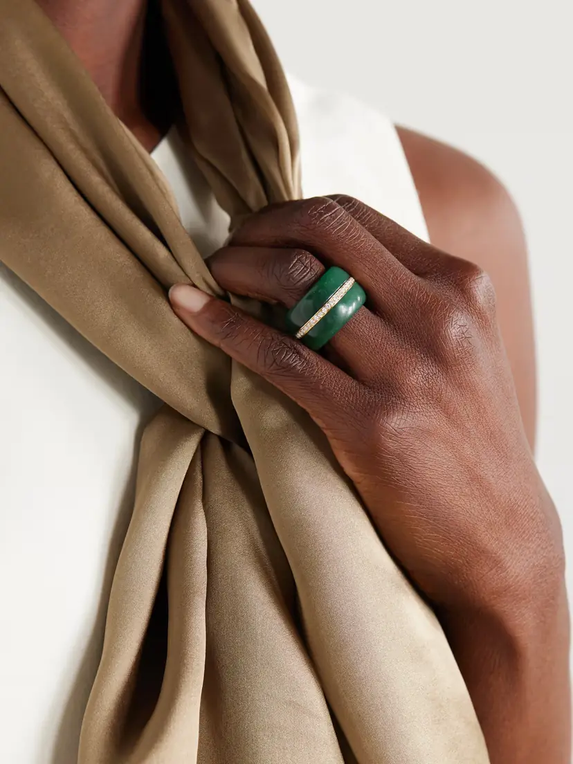 By Pariah Pebble 14-karat Gold, Chalcedony And Diamond Ring - Green | Thumbnail 2 By Pariah Pebble 14-karat Gold, Chalcedony And Diamond Ring - Green | Thumbnail 2