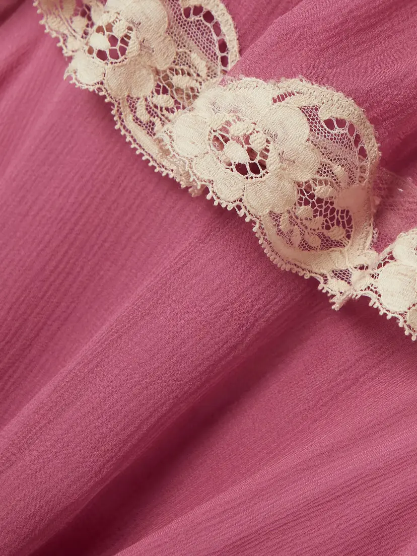 Chloé Lace-trimmed Organic Silk-crepon Maxi Dress | Thumbnail 5 Chloé Lace-trimmed Organic Silk-crepon Maxi Dress | Thumbnail 5