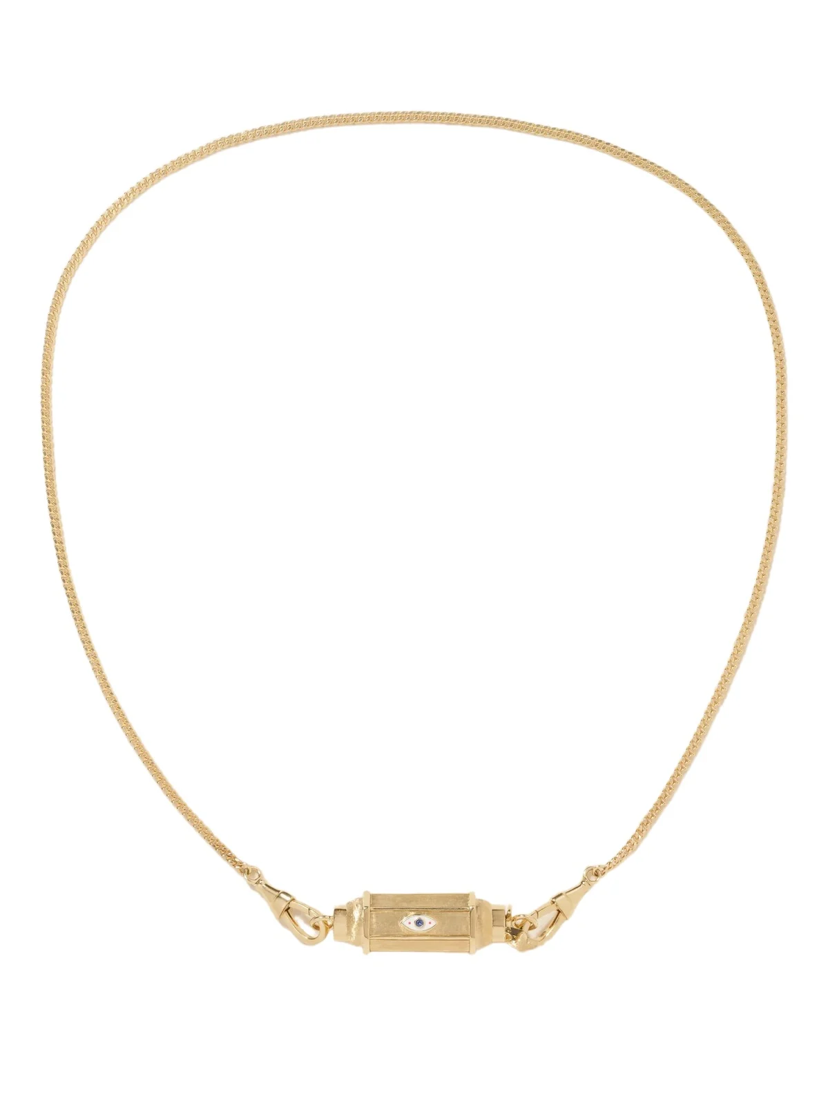 Evil Eye Baby Locket 18-karat Gold, Enamel And Sapphire Necklace