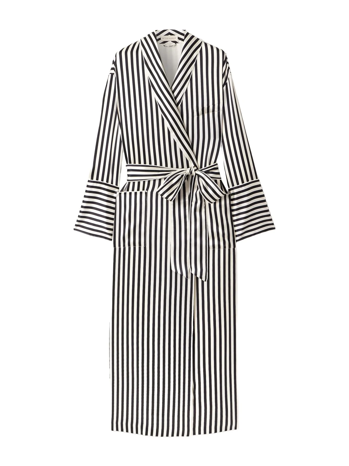 Nika Belted Striped Silk-satin Robe Nika Belted Striped Silk-satin Robe