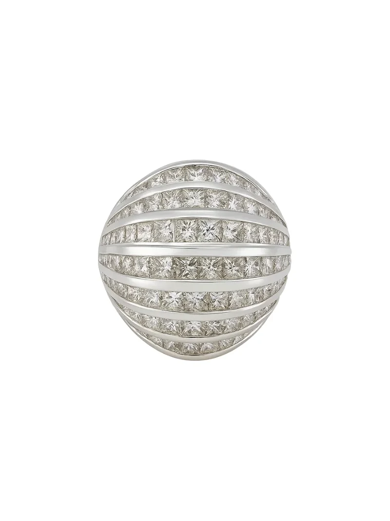 5.21ct Diamond 18K Gold Shield Cocktail Ring