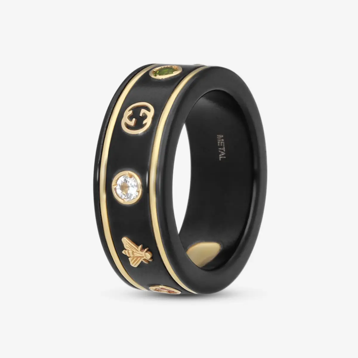 Gucci Gucci Icon 18K Yellow Gold & Black Synthetic Corundum Topaz Thin Band Ring YBC527095002009 - by The Solist | Thumbnail 2