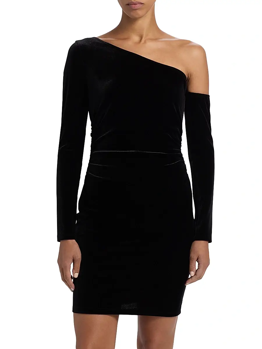 L'Agence Women's Lynne Velvet One-Shoulder Sheath Minidress | Thumbnail 3