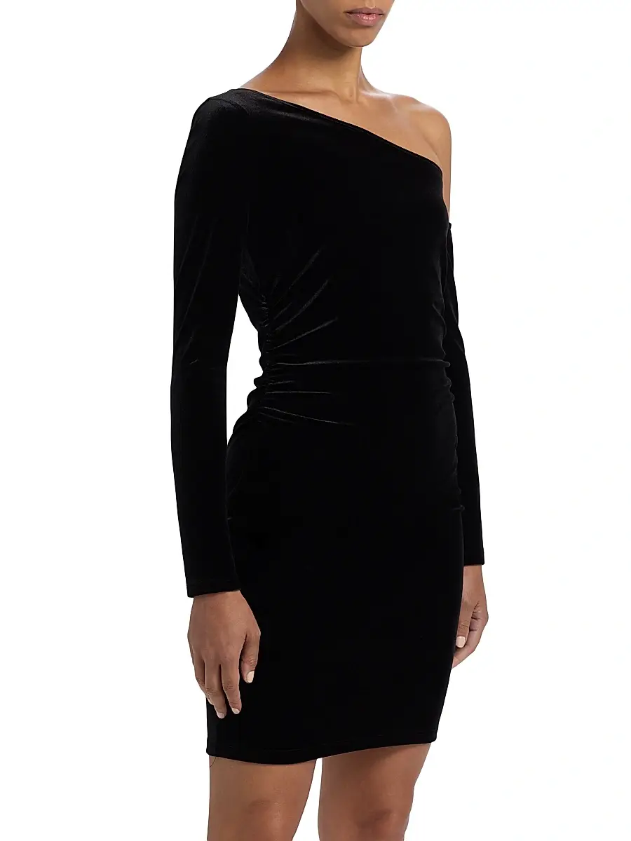 L'Agence Women's Lynne Velvet One-Shoulder Sheath Minidress | Thumbnail 4