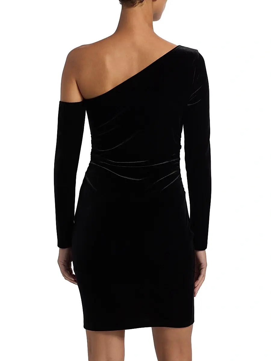 L'Agence Women's Lynne Velvet One-Shoulder Sheath Minidress | Thumbnail 5