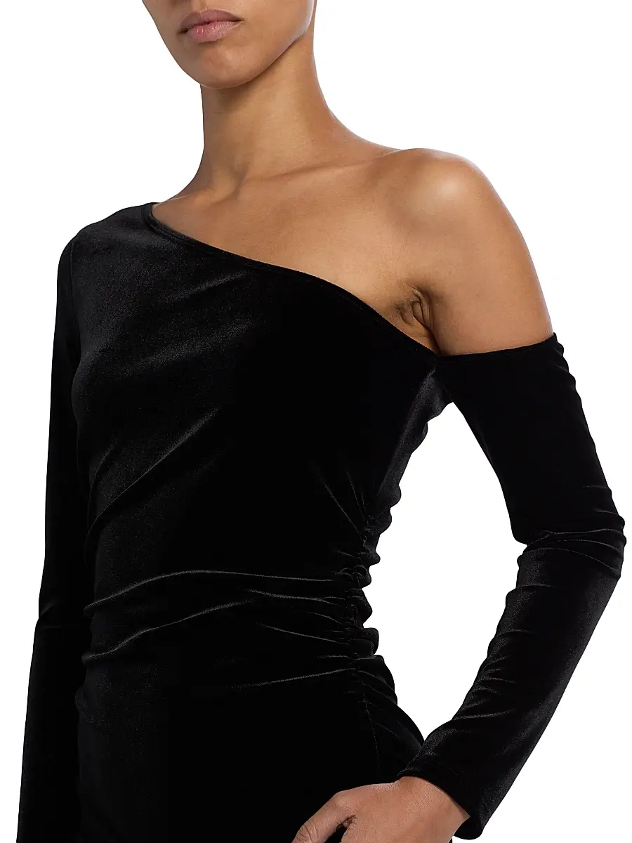 L'Agence Women's Lynne Velvet One-Shoulder Sheath Minidress | Thumbnail 6