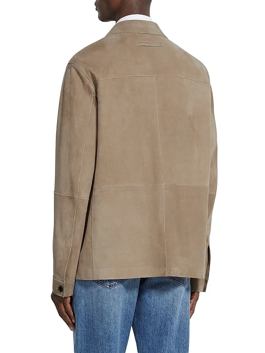 ZEGNA Men's Sheepskin Chore Jacket - Light Taupe | Thumbnail 3 ZEGNA Men's Sheepskin Chore Jacket - Light Taupe | Thumbnail 3