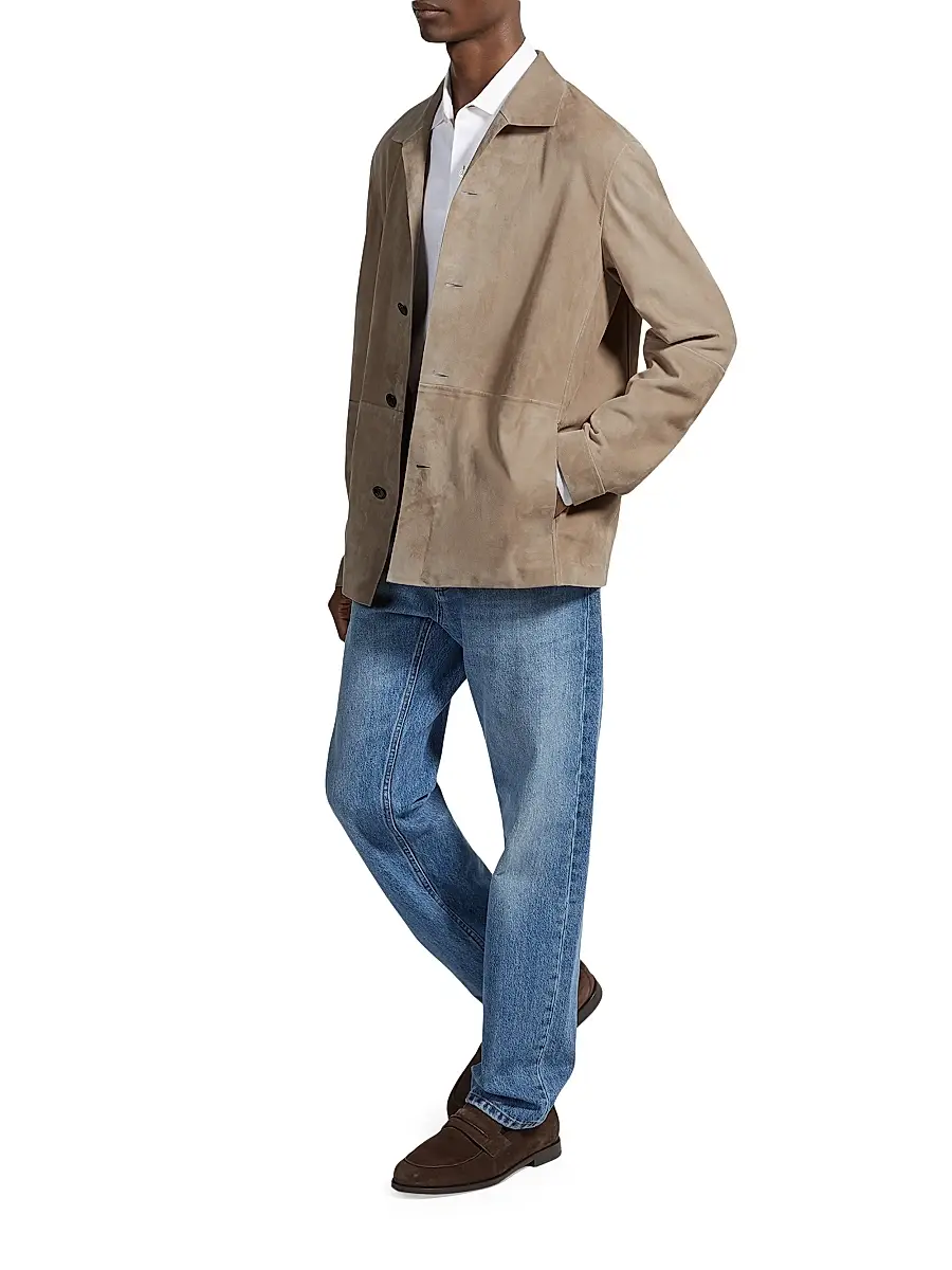 ZEGNA Men's Sheepskin Chore Jacket - Light Taupe | Thumbnail 5 ZEGNA Men's Sheepskin Chore Jacket - Light Taupe | Thumbnail 5