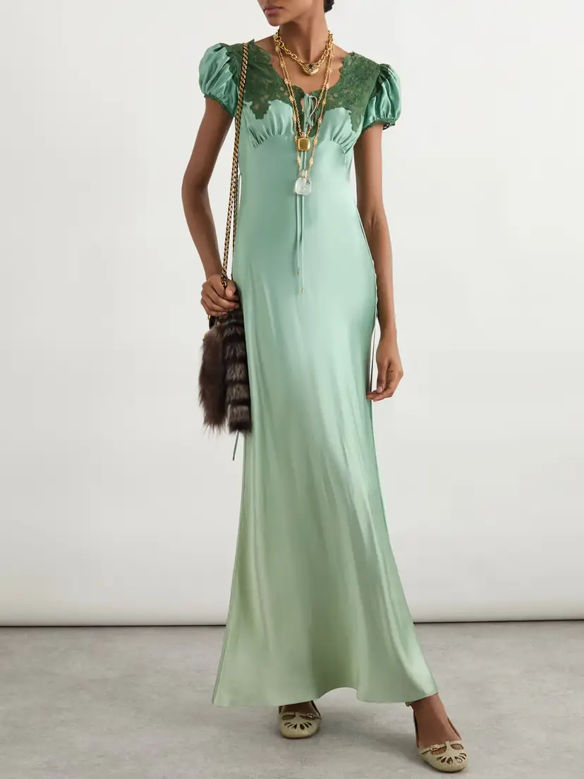 Chloé Lace-trimmed Silk-satin Gown | Thumbnail 2