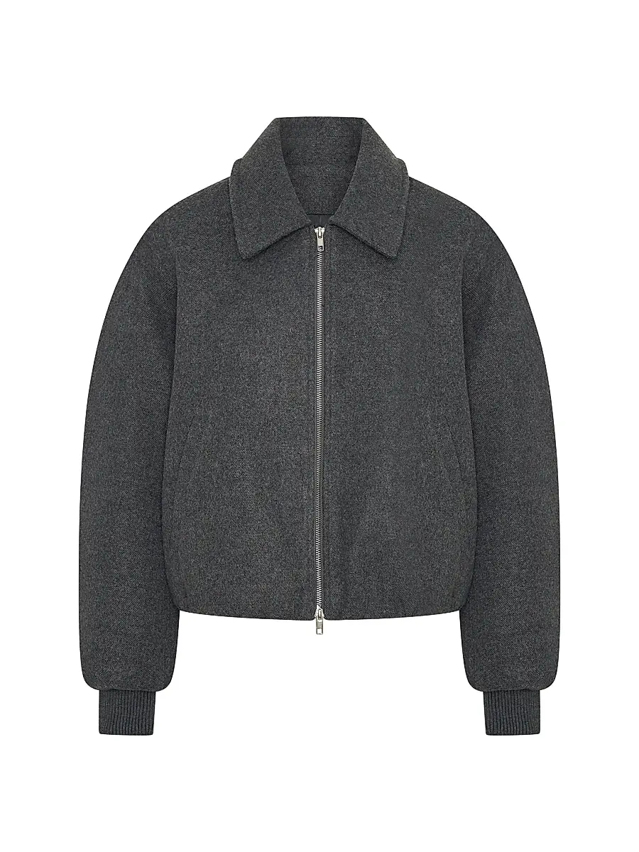 NICHOLAS Women's Frida Wool-Blend Bomber Jacket - Charcoal | Image 1 NICHOLAS Women's Frida Wool-Blend Bomber Jacket - Charcoal | Image 1