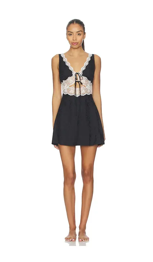 For Love & Lemons Bluebird Jacquard Mini Slip | Image 1 For Love & Lemons Bluebird Jacquard Mini Slip | Image 1