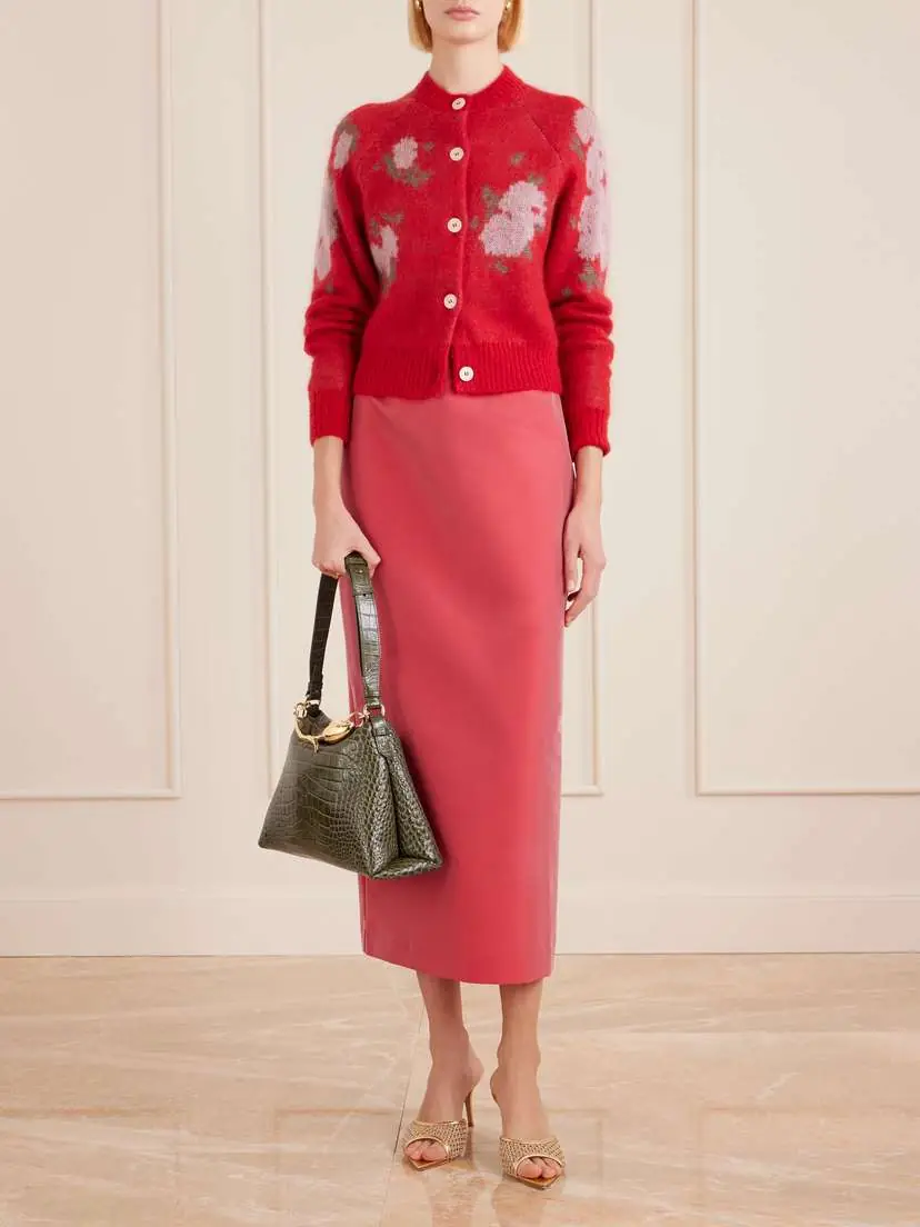 Erdem Bloom Large Embellished Croc-effect Leather Shoulder Bag | Thumbnail 2