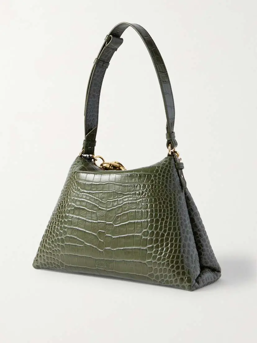 Erdem Bloom Large Embellished Croc-effect Leather Shoulder Bag | Thumbnail 3