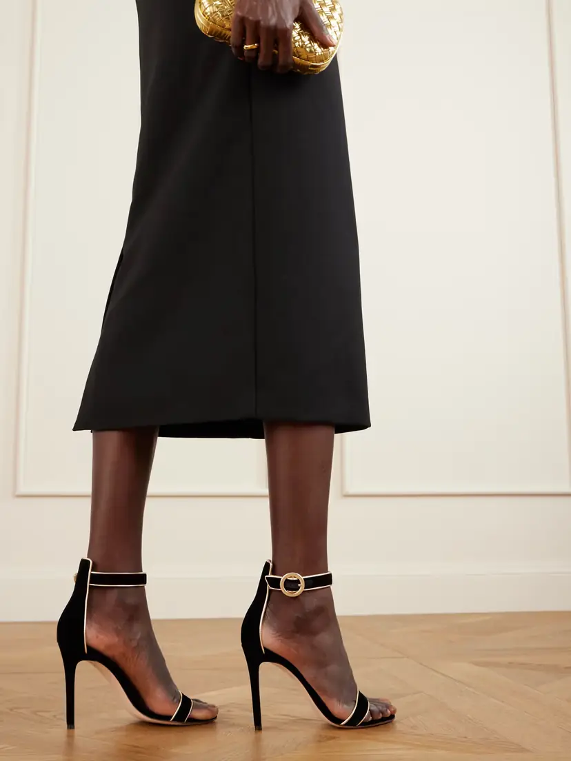 Gianvito Rossi Portofino 105 Metallic Leather-trimmed Velvet Sandals | Thumbnail 2 Gianvito Rossi Portofino 105 Metallic Leather-trimmed Velvet Sandals | Thumbnail 2