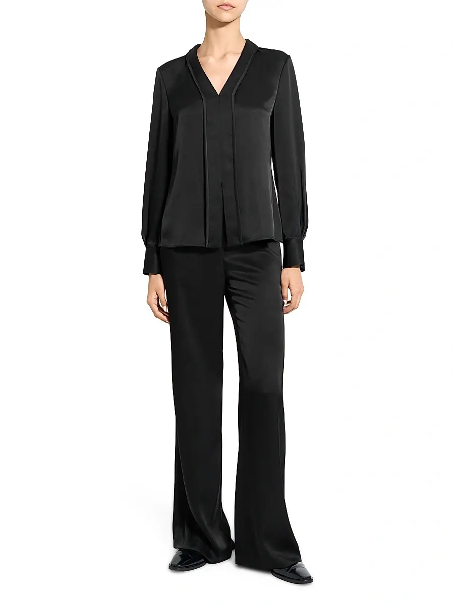 Theory Women's Satin V-Neck Blouse | Thumbnail 2 Theory Women's Satin V-Neck Blouse | Thumbnail 2