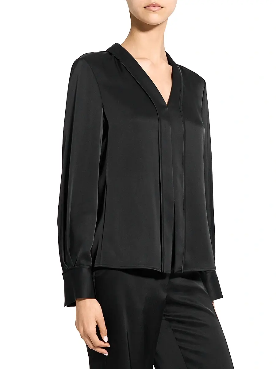 Theory Women's Satin V-Neck Blouse | Thumbnail 4 Theory Women's Satin V-Neck Blouse | Thumbnail 4