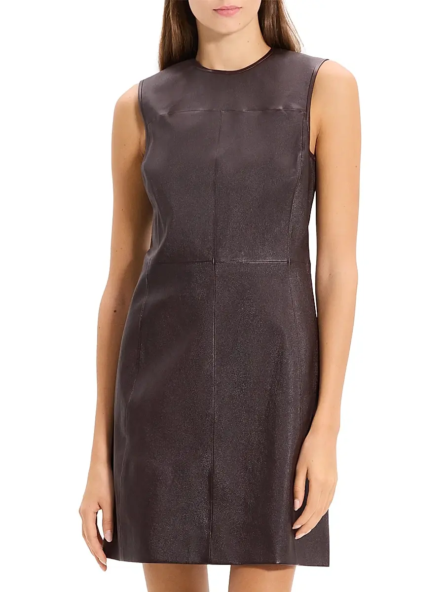 Theory Women's Leather Sleeveless Minidress | Thumbnail 3 Theory Women's Leather Sleeveless Minidress | Thumbnail 3