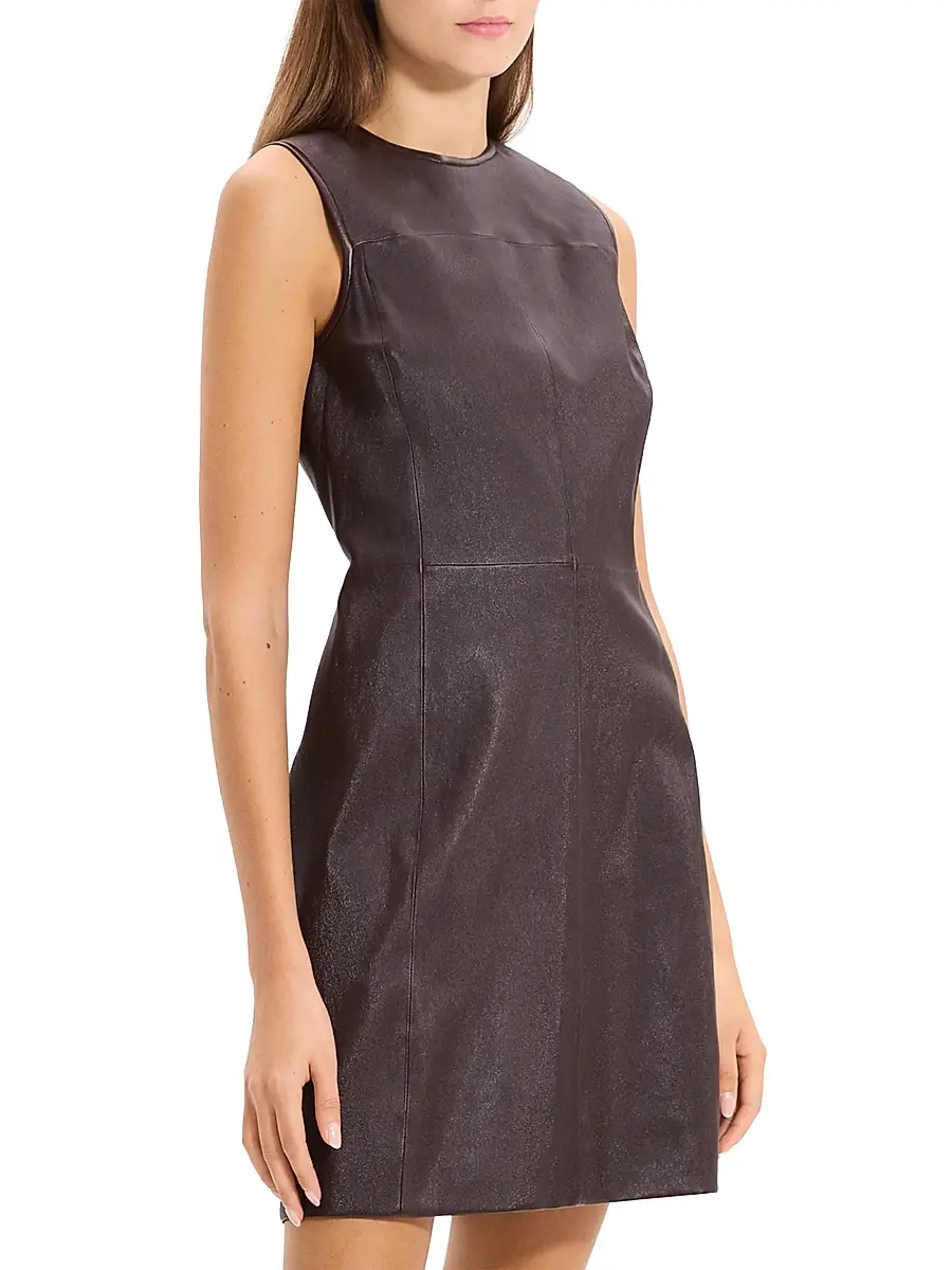 Theory Women's Leather Sleeveless Minidress | Thumbnail 4 Theory Women's Leather Sleeveless Minidress | Thumbnail 4