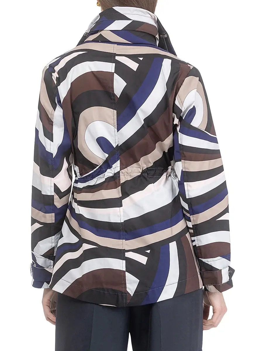 Gorski Women's Lightweight Jacket with Concealed Hood - Navy Brown Swirl | Thumbnail 4 Gorski Women's Lightweight Jacket with Concealed Hood - Navy Brown Swirl | Thumbnail 4