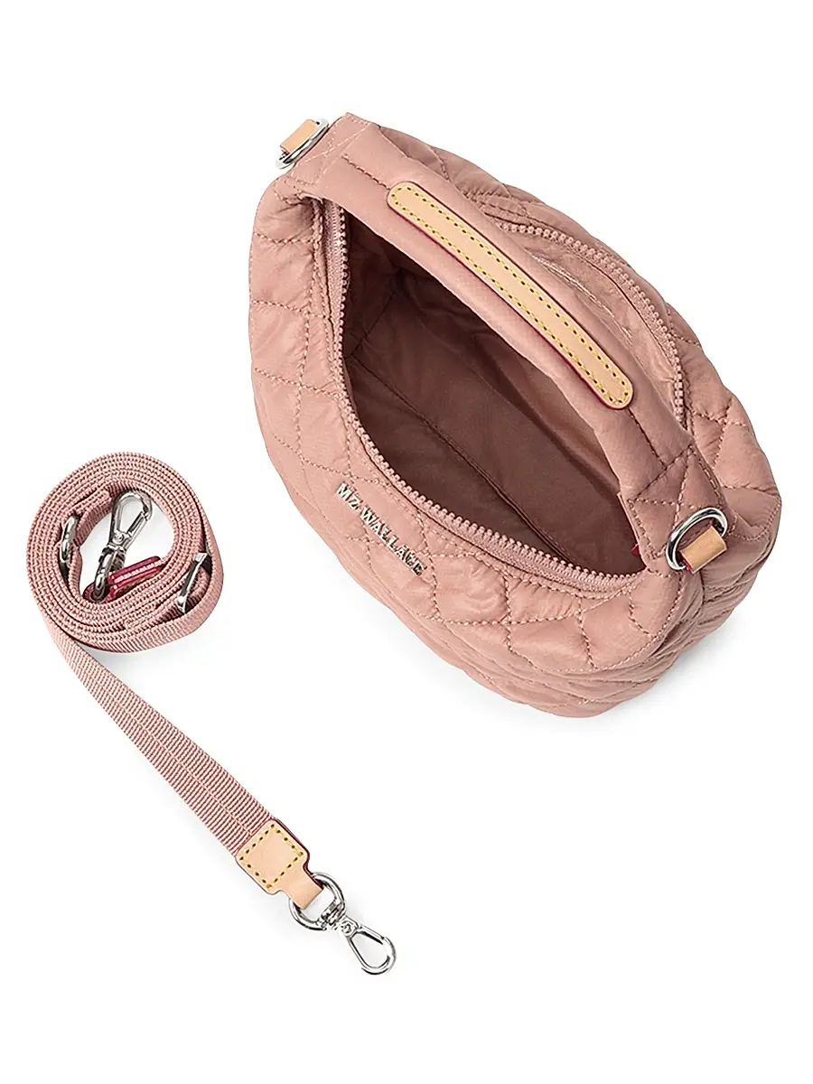 MZ Wallace Women's Mini Metro Quilted Hobo Bag - Pink | Thumbnail 4 MZ Wallace Women's Mini Metro Quilted Hobo Bag - Pink | Thumbnail 4