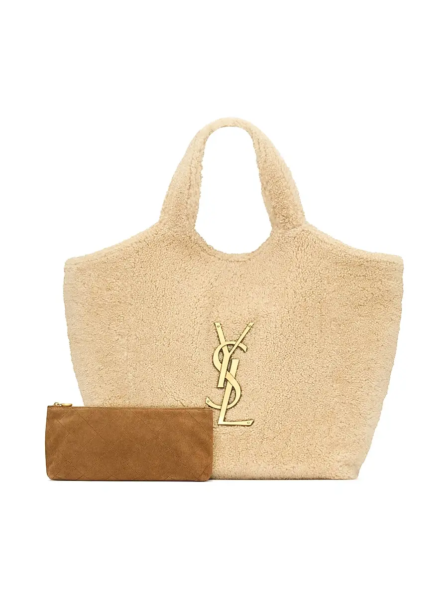 Saint Laurent Women's Icare Tote Bag in Shearling - Naturale | Thumbnail 2 Saint Laurent Women's Icare Tote Bag in Shearling - Naturale | Thumbnail 2