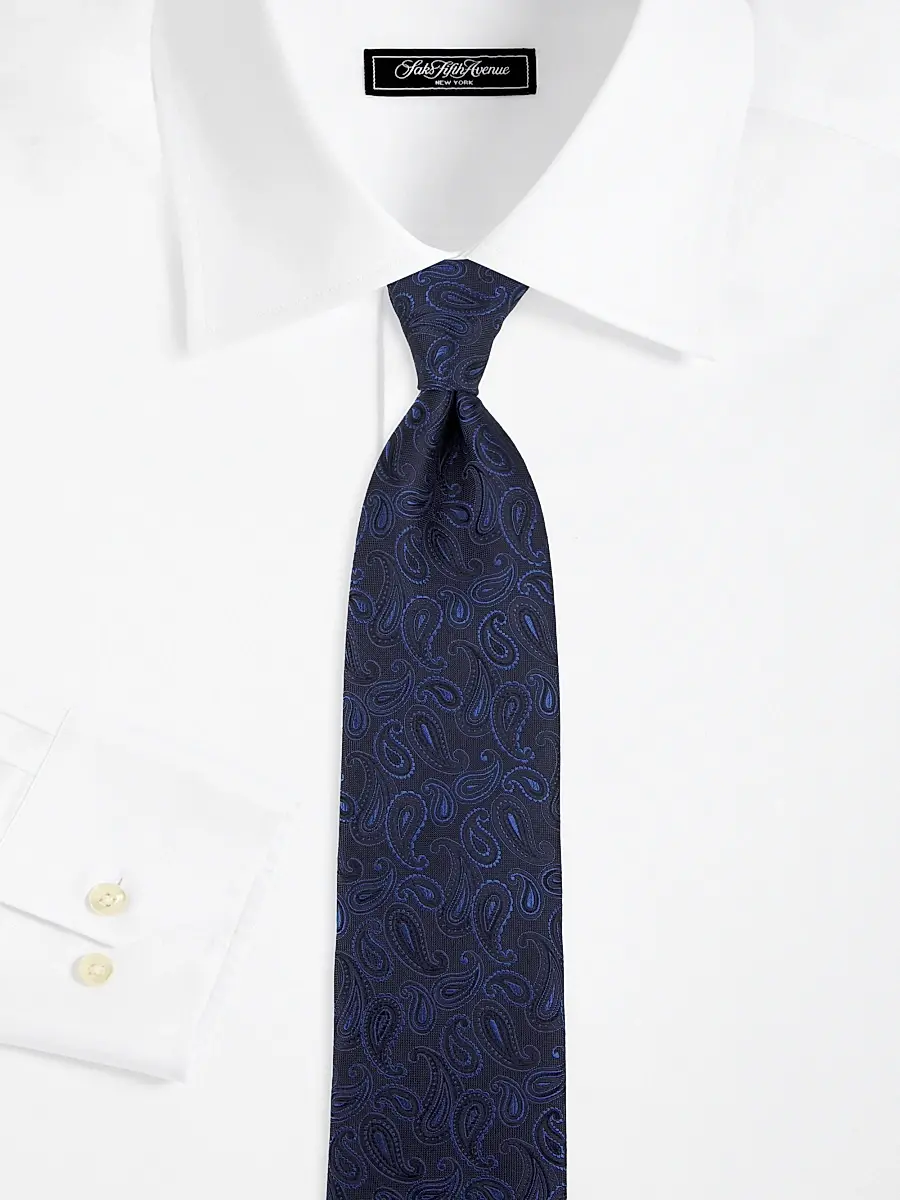 Canali Men's Paisley Silk Tie - Dark Blue | Thumbnail 2 Canali Men's Paisley Silk Tie - Dark Blue | Thumbnail 2