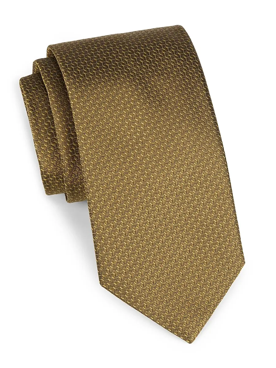 Canali Men's Neat Gemotric Silk Tie - Gold | Image 1 Canali Men's Neat Gemotric Silk Tie - Gold | Image 1