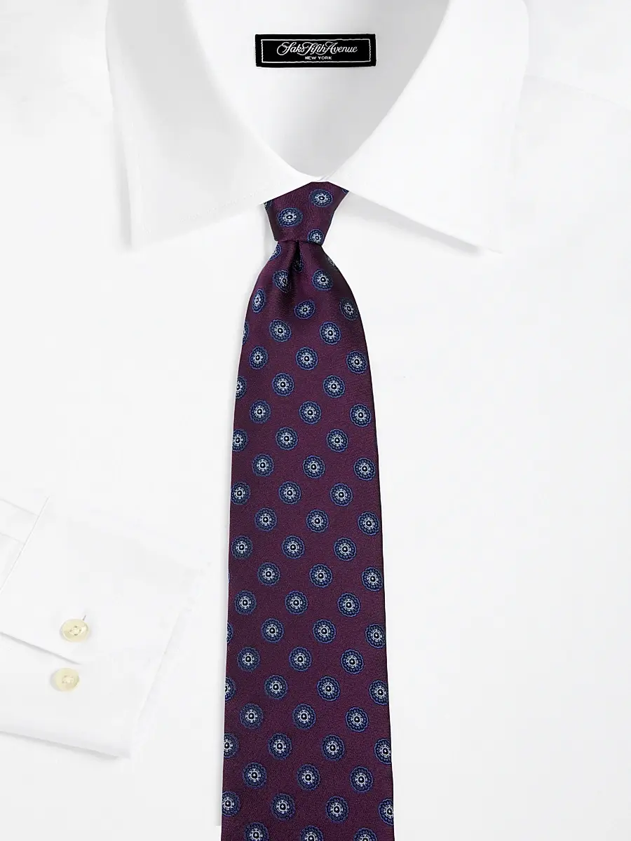 Canali Men's Medallion Silk Tie - Purple | Thumbnail 2 Canali Men's Medallion Silk Tie - Purple | Thumbnail 2