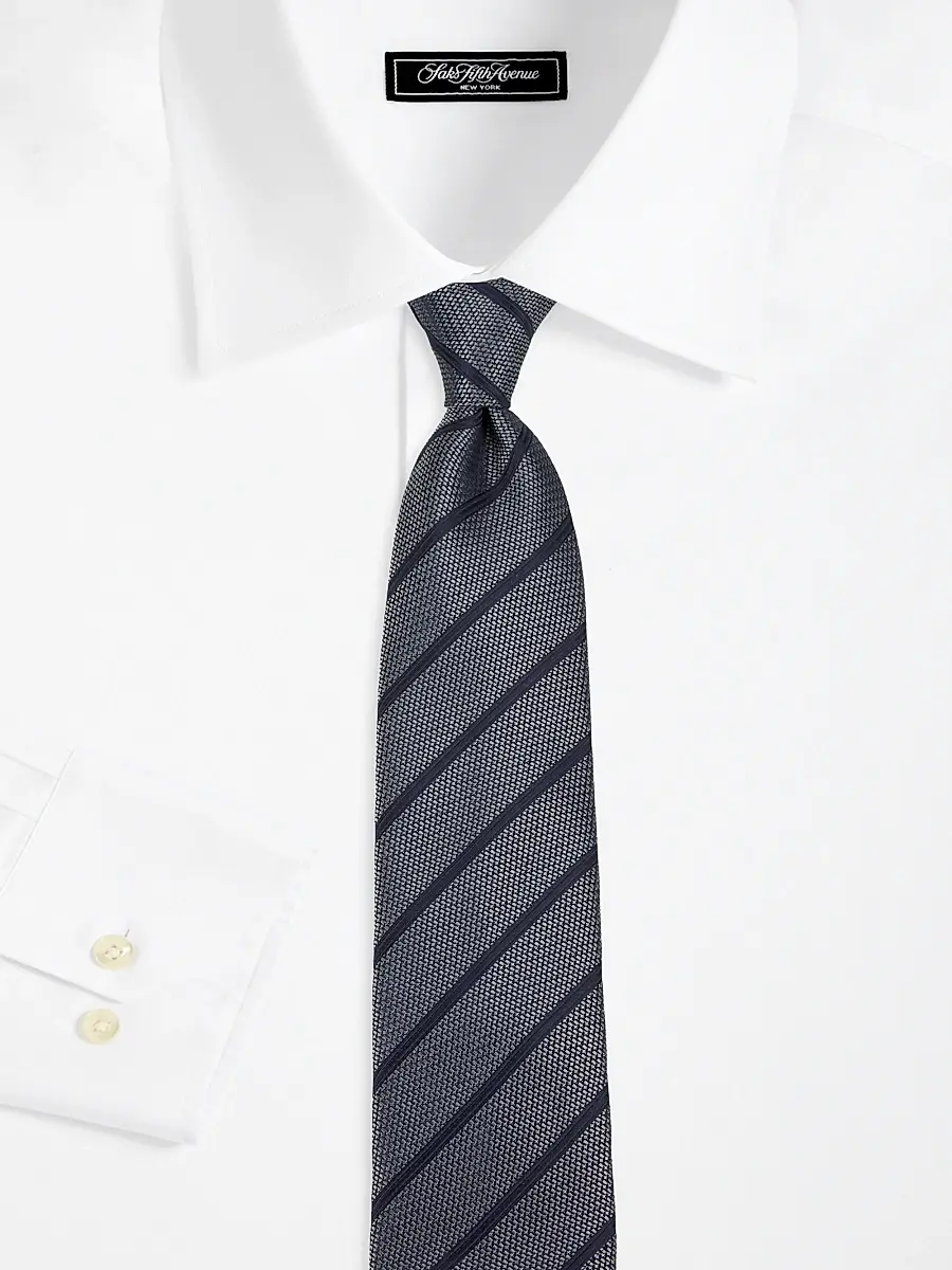 Canali Men's Striped Silk Tie - Grey | Thumbnail 2
