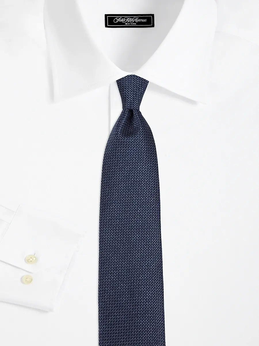 Canali Men's Neat Geometric Silk Tie - Blue | Thumbnail 2 Canali Men's Neat Geometric Silk Tie - Blue | Thumbnail 2