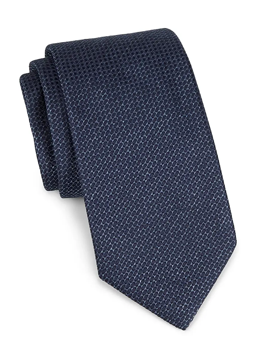 Canali Men's Neat Geometric Silk Tie - Blue | Image 1 Canali Men's Neat Geometric Silk Tie - Blue | Image 1