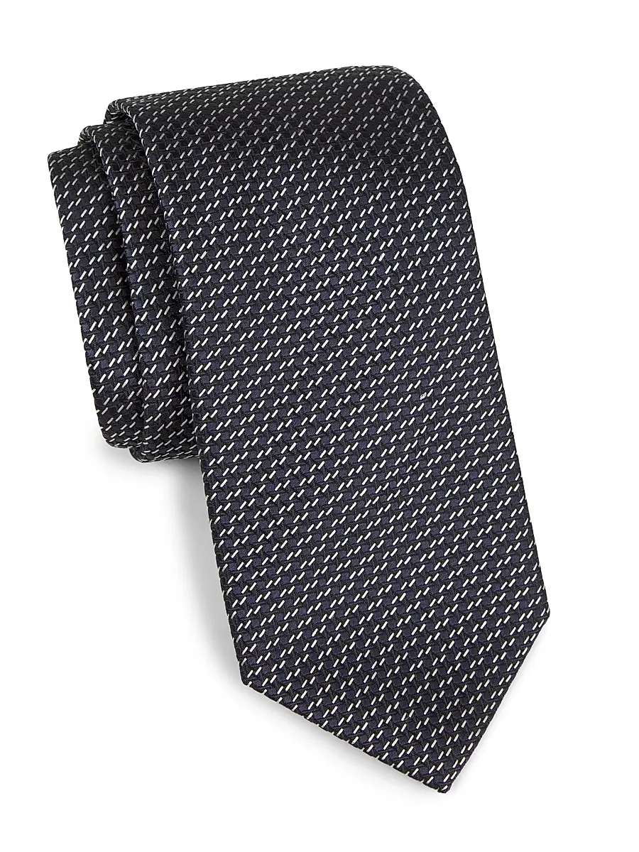Canali Men's Jacquard Silk Tie - Navy | Image 1 Canali Men's Jacquard Silk Tie - Navy | Image 1