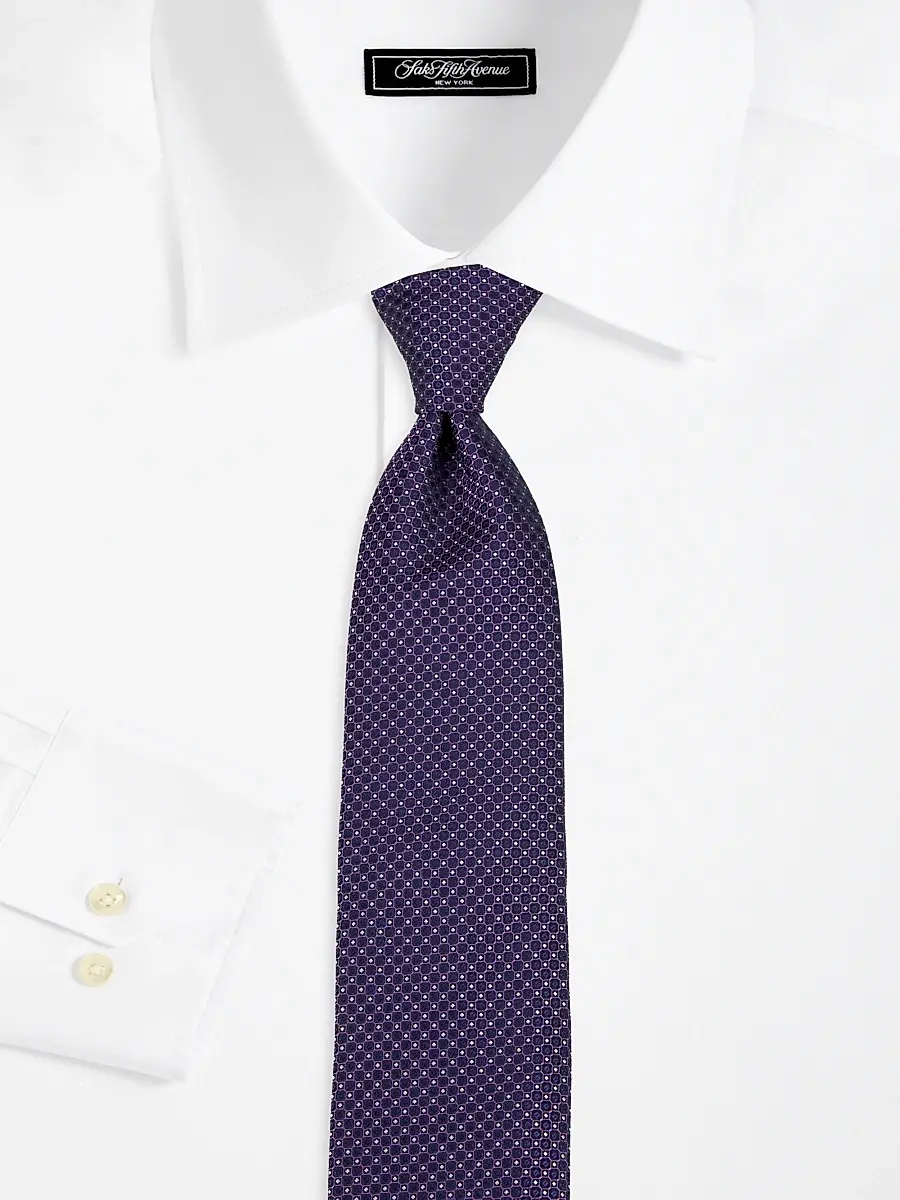 Canali Men's Neat Geometric Silk Tie - Purple | Thumbnail 2 Canali Men's Neat Geometric Silk Tie - Purple | Thumbnail 2