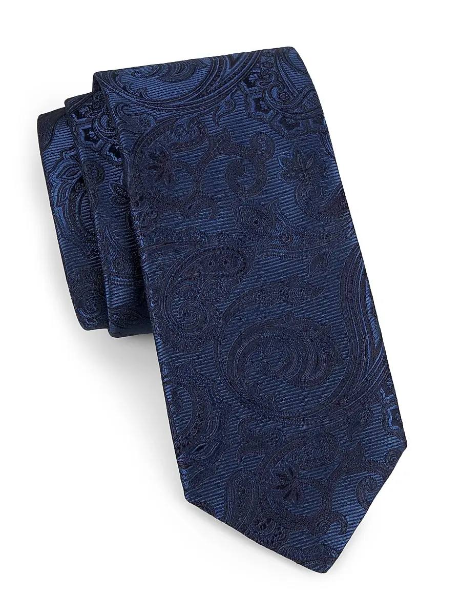 Men's Paisley Silk Tie - Blue
