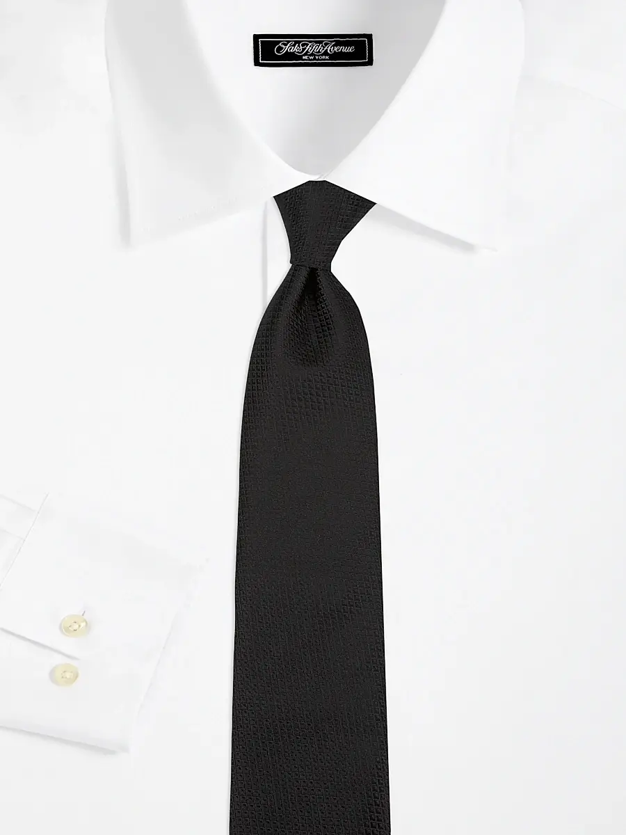 Canali Men's Neat Silk Tie - Black | Thumbnail 2 Canali Men's Neat Silk Tie - Black | Thumbnail 2