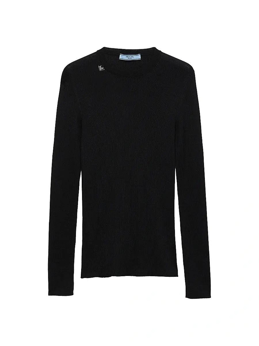 Prada Women's Wool Crew-Neck Sweater - Pink | Thumbnail 6 Prada Women's Wool Crew-Neck Sweater - Pink | Thumbnail 6