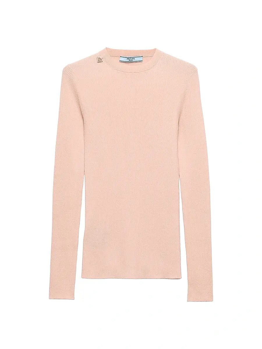 Prada Women's Wool Crew-Neck Sweater - Pink | Image 1 Prada Women's Wool Crew-Neck Sweater - Pink | Image 1