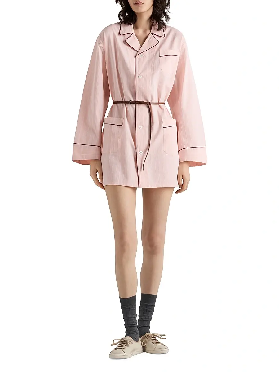 Prada Women's Cotton Shirt Dress - Pink | Thumbnail 6 Prada Women's Cotton Shirt Dress - Pink | Thumbnail 6
