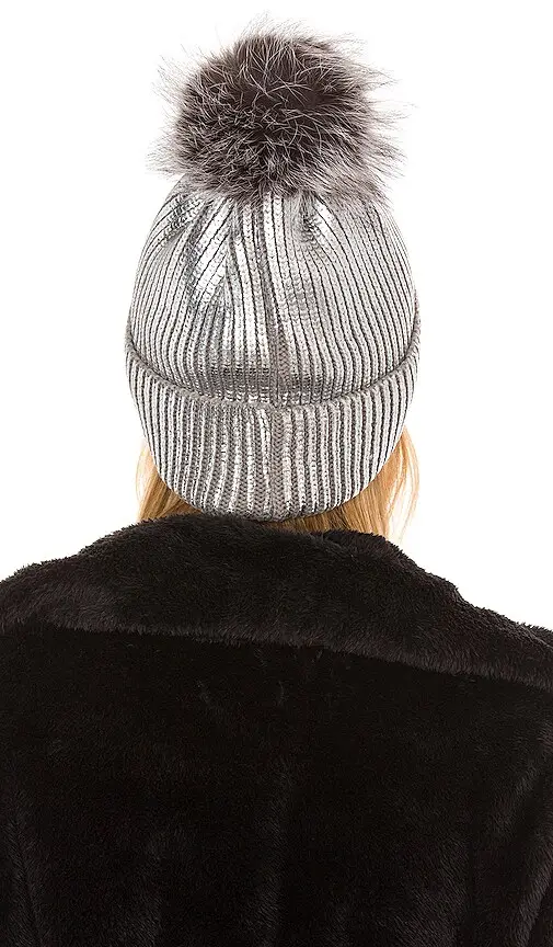 Adrienne Landau Metallic Pom Hat | Thumbnail 2 Adrienne Landau Metallic Pom Hat | Thumbnail 2