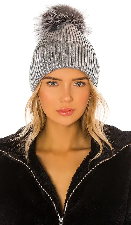 Adrienne Landau Metallic Pom Hat