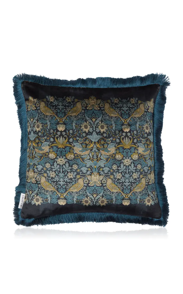 Liberty London Strawberry Thief Velvet Cushion | Image 1 Liberty London Strawberry Thief Velvet Cushion | Image 1