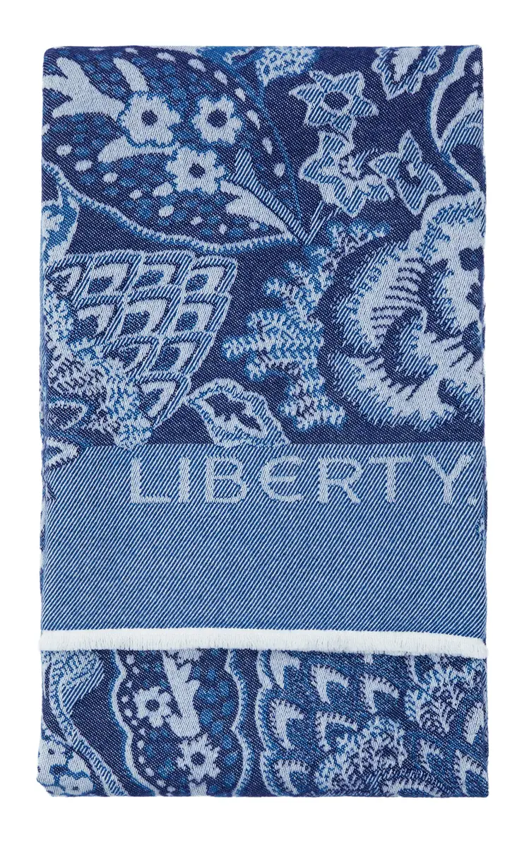 Liberty London Patricia Wool Throw - Navy | Image 1 Liberty London Patricia Wool Throw - Navy | Image 1