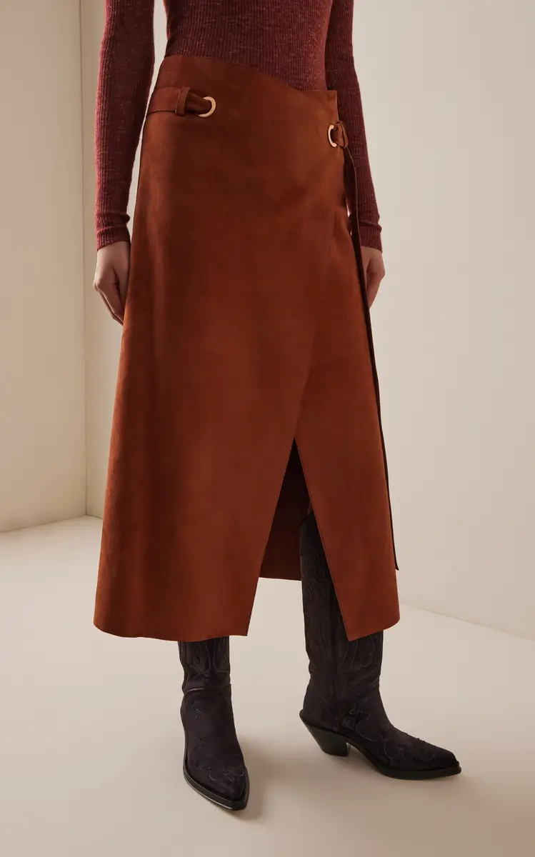 Gabriela Hearst Idalia Belted Suede Midi Wrap Skirt | Thumbnail 3 Gabriela Hearst Idalia Belted Suede Midi Wrap Skirt | Thumbnail 3
