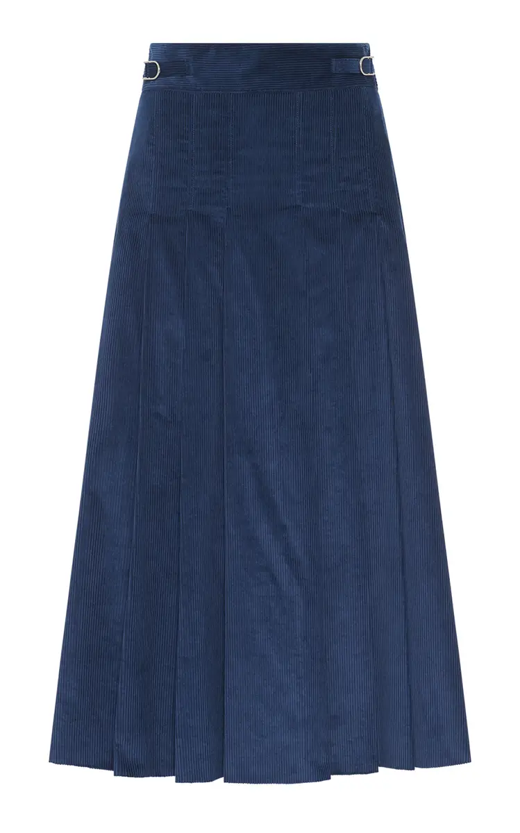 Gabriela Hearst Wesley Pleated Velvet Maxi Skirt