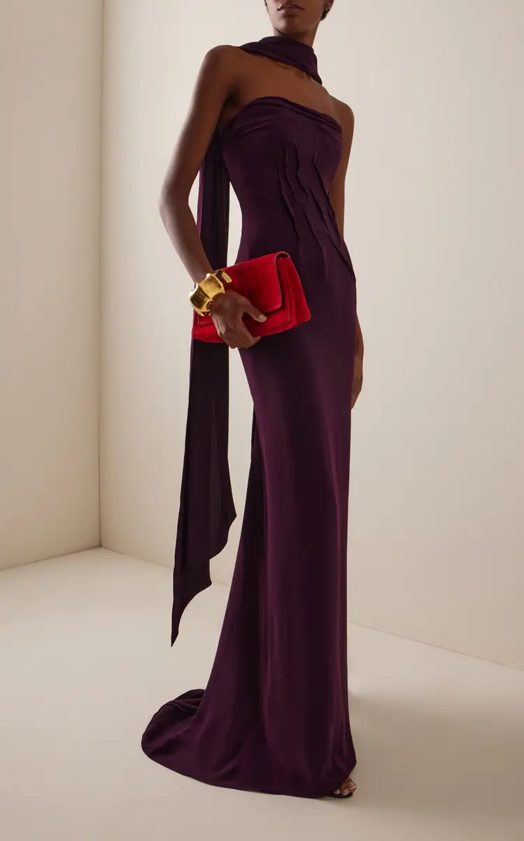 Marmar Halim Hand-Sculpted Crepe Cape Gown | Thumbnail 2 Marmar Halim Hand-Sculpted Crepe Cape Gown | Thumbnail 2