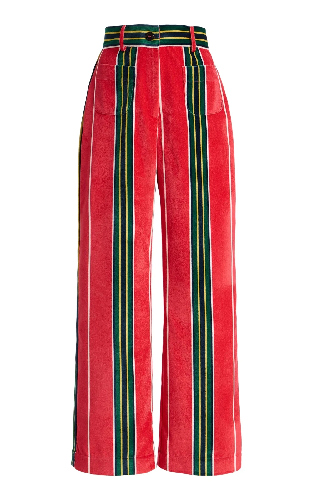 LA VESTE Pippi Striped Cotton Velvet Pants