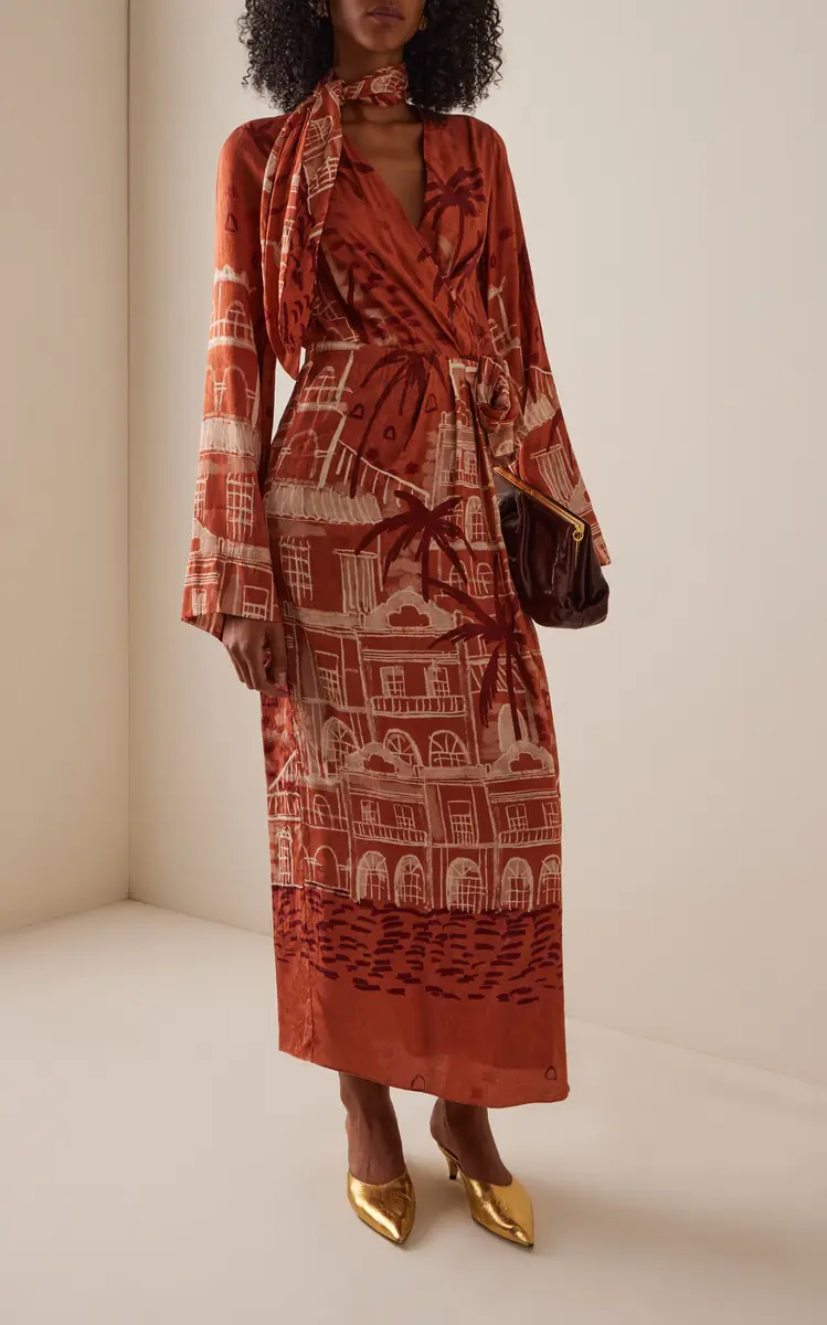 Johanna Ortiz Ollantay Jacquard Maxi Wrap Dress | Thumbnail 2